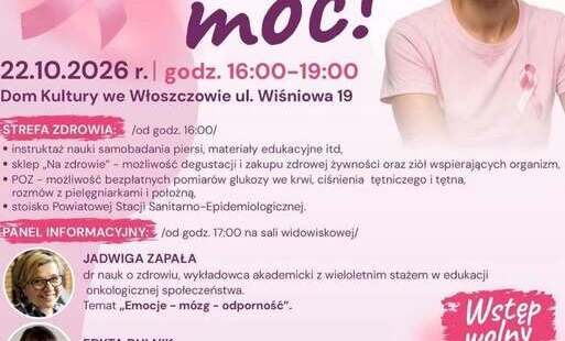 Zdjęcie do Profilaktyka ma moc! - 22.10.2026 I godz.16:00-19:00 - zapraszamy wraz z Włoszczowskim Stowarzyszeniem Amazonek